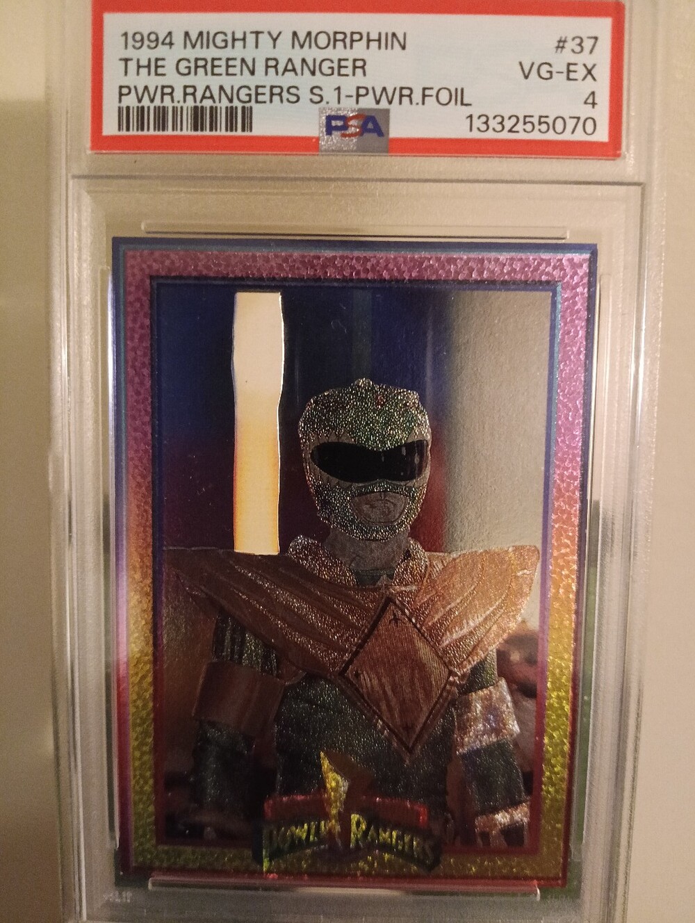 1994 MIGHTY MORPHIN #37 THE GREEN RANGER VG-EX PWR RANGERS  S.1-PWR. FOIL PSA 4